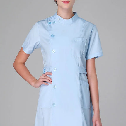 Scrub Uniforms Dress Robe White Women Nursing Scrubs Jacket Full Length Poly Cotton SPA Beautician Veterinary Work Wear Uniform-KarWorkwear