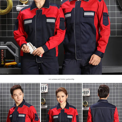 2020spring Autumn Reflective Work Clothing Set Men Women Wear-resistant Coveralls Auto Repair Factory Workshop Uniforms-KarWorkwear