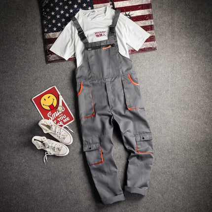 Bib Overalls Mens Women Work Clothing Plus Size Protective Coveralls Strap Jumpsuit Multi Pockets Uniform Sleeveless Cargo Pants-KarWorkwear