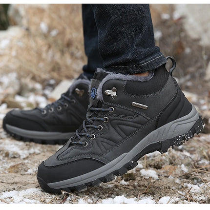 Brand Winter Men's Boots Warm Men's Snow Boots High Quality Leather Waterproof Men Sneakers Outdoor Men Hiking Boots Work Shoes