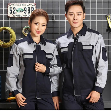 2020spring Autumn Reflective Work Clothing Set Men Women Wear-resistant Coveralls Auto Repair Factory Workshop Uniforms-KarWorkwear