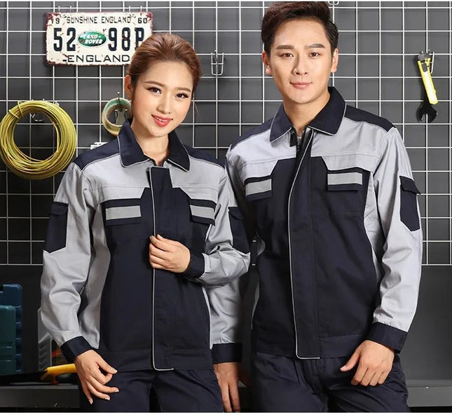 2020spring Autumn Reflective Work Clothing Set Men Women Wear-resistant Coveralls Auto Repair Factory Workshop Uniforms-KarWorkwear