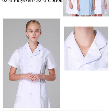 Scrub Uniforms Dress Robe White Women Nursing Scrubs Jacket Full Length Poly Cotton SPA Beautician Veterinary Work Wear Uniform-KarWorkwear