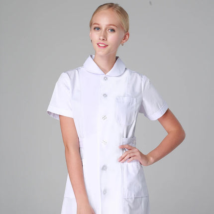 Scrub Uniforms Dress Robe White Women Nursing Scrubs Jacket Full Length Poly Cotton SPA Beautician Veterinary Work Wear Uniform-KarWorkwear