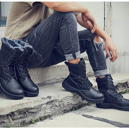 Men's Boots Safety Shoes Men Steel Toe Shoes Winter Boots Men Puncture-Proof Work Shoes Plush Warm Work Safety Boots Male Shoes-KarWorkwear