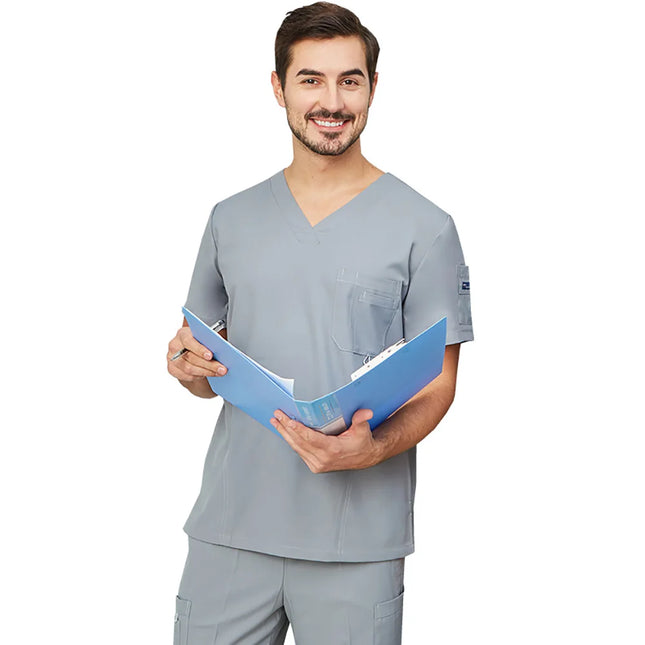 Scrub Uniform Nurse Workwear Scrubs Set Top Pant Nursing Uniforms Women Men V Neck Doctor Working Suits Solid Color 9901-01-KarWorkwear