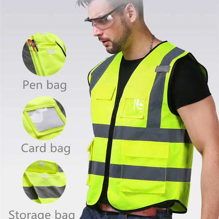 High Visibility Reflective Vest Working Clothes Motorcycle Cycling Sports Outdoor Reflective Safety Clothing Reflective Jacket