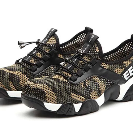 2024 New Men Steel Nose Safety Work Shoes Grid Lightweight Breathable Women Casual Sneaker Prevent Piercing Protective Boots 48-KarWorkwear