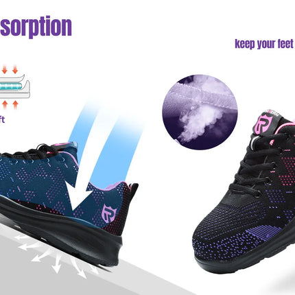LARNMERN Safety Shoes for Women Anti-puncture Steel Toe Shoes Breathable Non Slip Work Shoes  Sneakers-KarWorkwear
