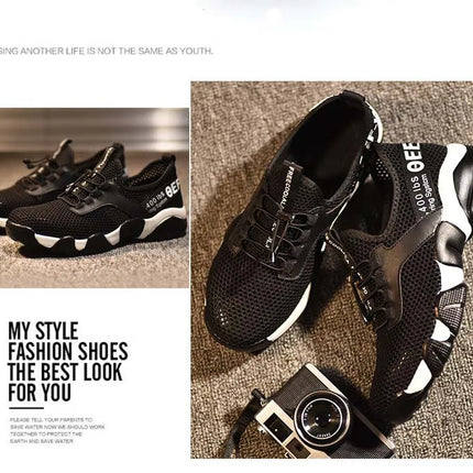 2024 New Men Steel Nose Safety Work Shoes Grid Lightweight Breathable Women Casual Sneaker Prevent Piercing Protective Boots 48-KarWorkwear
