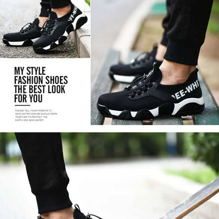 2024 New Men Steel Nose Safety Work Shoes Grid Lightweight Breathable Women Casual Sneaker Prevent Piercing Protective Boots 48-KarWorkwear