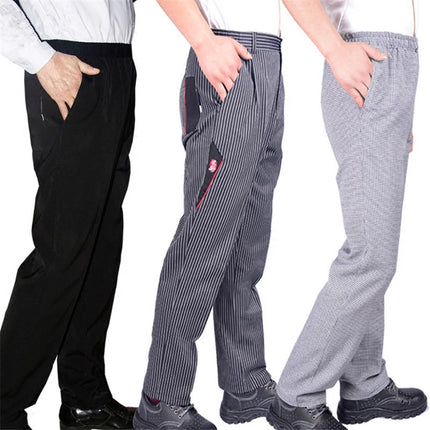 Men's Loose Chef Trousers Food Service Work Wear Stripe Kitchen Restaurant Uniform Cook Pant for Man Chef Bottoms Maxi M-4XL-KarWorkwear