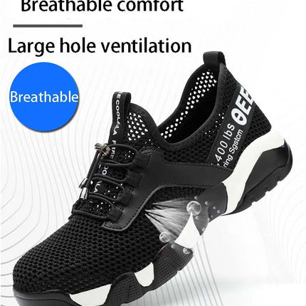 2024 New Men Steel Nose Safety Work Shoes Grid Lightweight Breathable Women Casual Sneaker Prevent Piercing Protective Boots 48-KarWorkwear