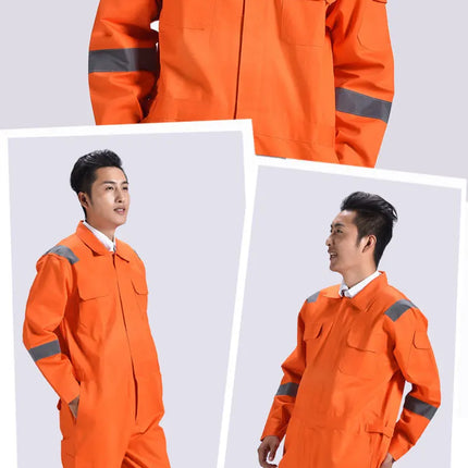 Cotton Work Uniforms Long Sleeve Safety Reflective Electrician Sailor Overall Workshop Auto Repair Fire-resistant Welding Suits-KarWorkwear