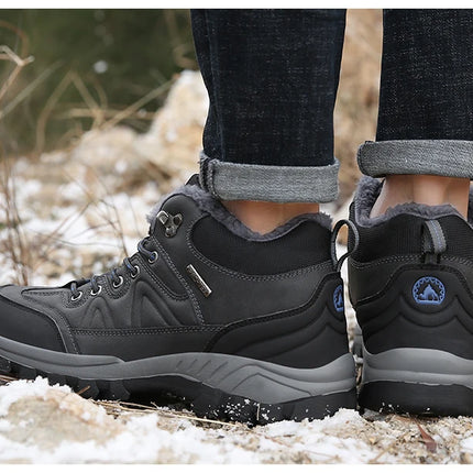 Brand Winter Men's Boots Warm Men's Snow Boots High Quality Leather Waterproof Men Sneakers Outdoor Men Hiking Boots Work Shoes