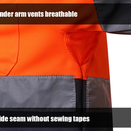 Custom Logo Safety Polo Shirt With Logo Orange Personalized High Visibility Reflective Shirt With Pockets Hi vis work shirt