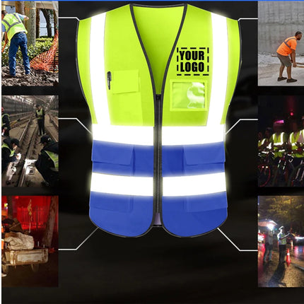Reflective Safety Vest Custom LOGO TEXT High Visibility Work Vest Construction Work Uniforms Engineer Safety Vest