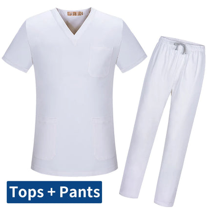 New Women's Scrubs Set V-neck Medical Uniform Short Sleeve Surgical Scrub Uniform Laboratory Work Clothes Dentist Nurse Workwear-KarWorkwear