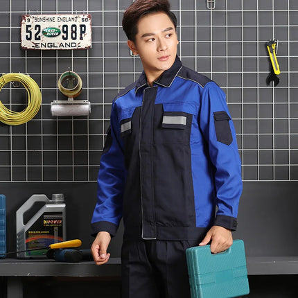 2020spring Autumn Reflective Work Clothing Set Men Women Wear-resistant Coveralls Auto Repair Factory Workshop Uniforms-KarWorkwear