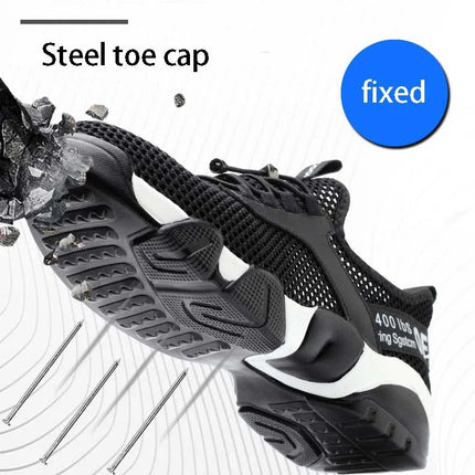 2024 New Men Steel Nose Safety Work Shoes Grid Lightweight Breathable Women Casual Sneaker Prevent Piercing Protective Boots 48-KarWorkwear