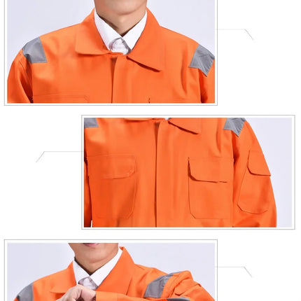 Cotton Work Uniforms Long Sleeve Safety Reflective Electrician Sailor Overall Workshop Auto Repair Fire-resistant Welding Suits-KarWorkwear