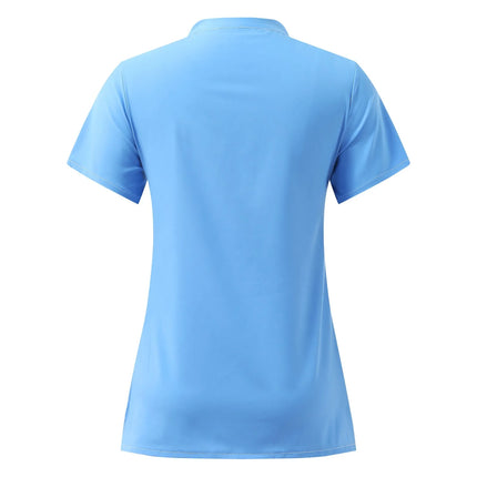 Solid Women Nurse Uniform Scrub Short Sleeve V-neck Button Pocket Tops Nursing Working Medical Uniform Blouse Nurse Accessories-KarWorkwear