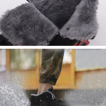 Winter Boots Safety Shoes Men High Quality Leather Shoes Indestructible Work Shoes Safety Steel Toe Shoes Plush Warm Men Boots 9-KarWorkwear