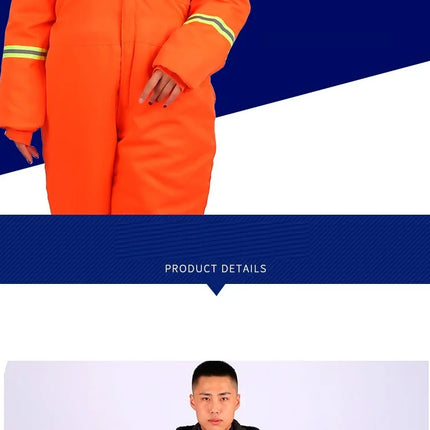 Winter Reflective Hooded Overalls Siamese Long-sleeve Coveralls Workshop Warm Thick Hi Vis Dust Proof Anti Fouling Jumpsuits