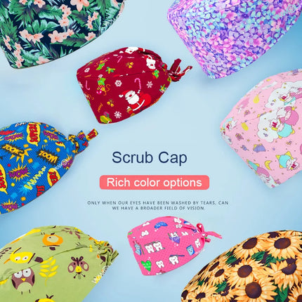 Sexy Leopard pattern Printed scrubs caps women Health Service Station Agency Work hat Beauty Hats laboratory nurses scrubs hat-KarWorkwear