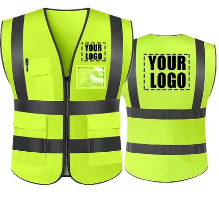 Reflective Safety Vest Custom LOGO TEXT High Visibility Work Vest Construction Work Uniforms Engineer Safety Vest