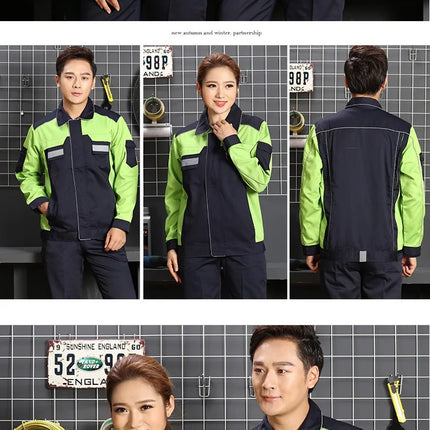 2020spring Autumn Reflective Work Clothing Set Men Women Wear-resistant Coveralls Auto Repair Factory Workshop Uniforms-KarWorkwear
