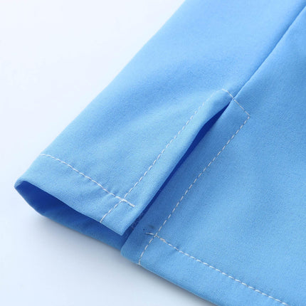 Solid Women Nurse Uniform Scrub Short Sleeve V-neck Button Pocket Tops Nursing Working Medical Uniform Blouse Nurse Accessories-KarWorkwear