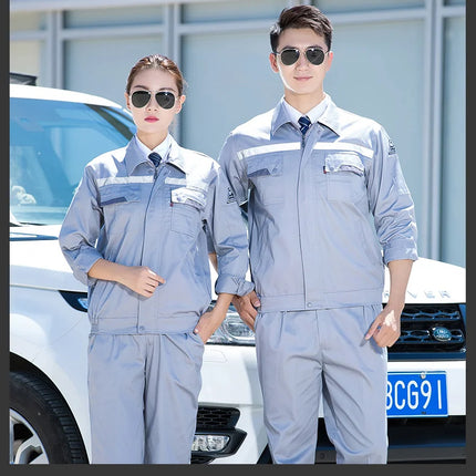 Plus Size men women Spring autumn coveralls Gas station auto repair electrician Anti-static work clothes set Reflective strip