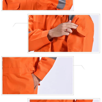 Cotton Work Uniforms Long Sleeve Safety Reflective Electrician Sailor Overall Workshop Auto Repair Fire-resistant Welding Suits-KarWorkwear