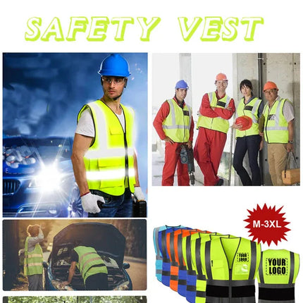 Reflective Safety Vest Custom LOGO TEXT High Visibility Work Vest Construction Work Uniforms Engineer Safety Vest