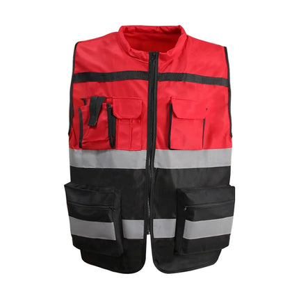 Zipper Front Work Vest  Motorcycle Vest Riding Work Vest Yellow Black Red Blue Orange for Men Women Work Construction Vest