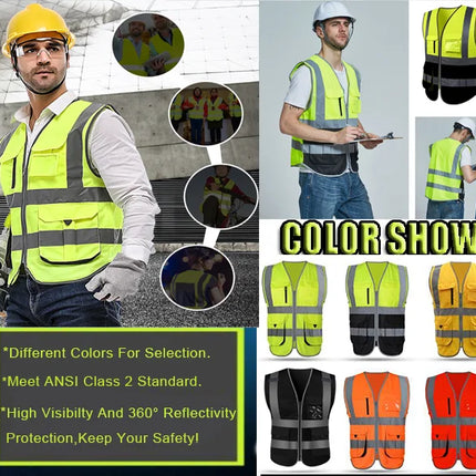 Customized Your Text Logo Reflective motocycle Safety Vest Hi Visibility Construction Work Uniform Security ANSI Class 2-KarWorkwear