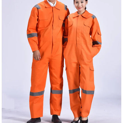 Cotton Work Uniforms Long Sleeve Safety Reflective Electrician Sailor Overall Workshop Auto Repair Fire-resistant Welding Suits-KarWorkwear
