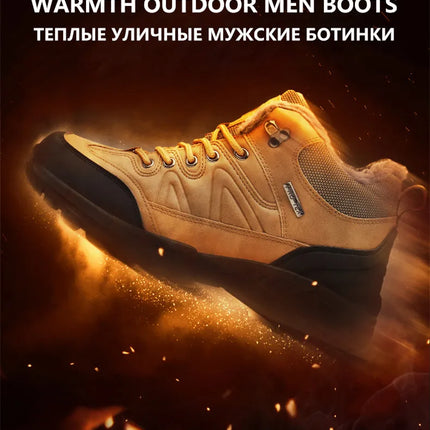Brand Winter Men's Boots Warm Men's Snow Boots High Quality Leather Waterproof Men Sneakers Outdoor Men Hiking Boots Work Shoes