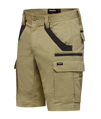 KingGee Mens Tradies Stretch Cargo Shorts Tough Work Safety Utility Comfy K69870-KarWorkwear