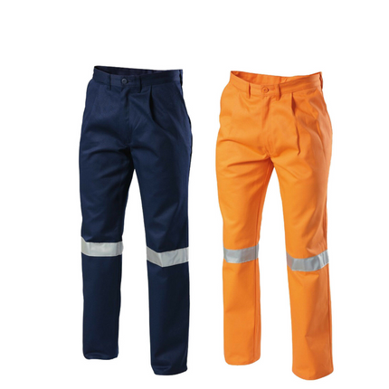 Mens Hard Yakka Cotton Drill Pants Reflective Tape Workwear Tough Y02615-KarWorkwear