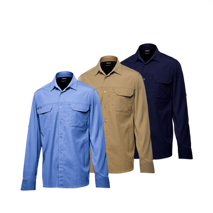 KingGee Mens KingGee Drycool Shirt L/S Breathable Comfort 2 Piece Collar K14023-KarWorkwear