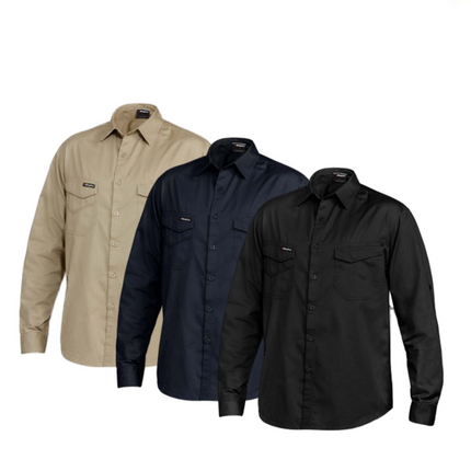 KingGee Mens Tradies Shirt L/S Fashioned Workwear Lightweight Breathable K14350-KarWorkwear