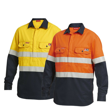 Mens Hard Yakka FR ShieldTec Hi-Vis Safety Mining Energy Gas Work Shirt Y04550-KarWorkwear