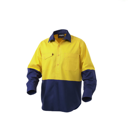 KingGee Workcool Hi-Vis Closed Front Shirt Long Sleeve Comfy Workwear K54876-KarWorkwear