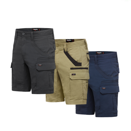 KingGee Mens Tradies Stretch Cargo Shorts Tough Work Safety Utility Comfy K69870-KarWorkwear