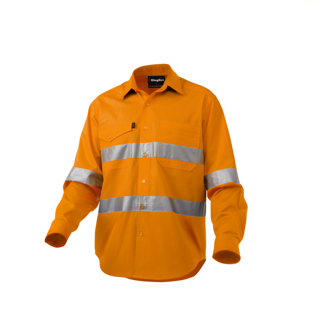 KingGee Mens Workcool 2 Hi-Vis Reflective Shirt Long Sleeve Taped Work K54890-KarWorkwear