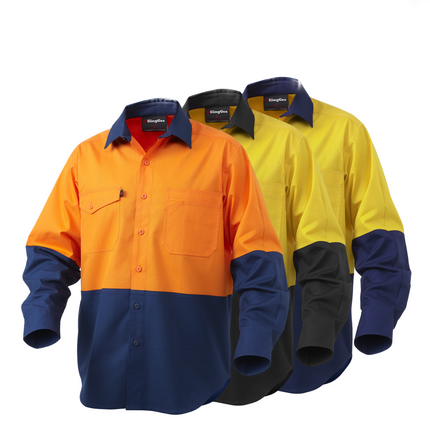 KingGee Mens Workcool 2 Hi-Vis Shirt Long Sleeve Button Up Work Workwear K54870-KarWorkwear