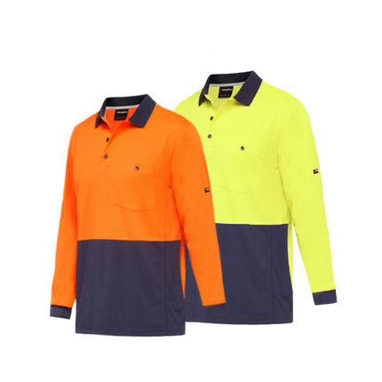 KingGee Mens Workcool Hyperfreeze Polo Shirt Long Sleeve Hi-Vis Top Work K54235-KarWorkwear