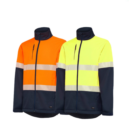 KingGee Mens Hi Vis Softshell Jacket 3 Layer Warm Fleece Comfort Work K05002-KarWorkwear